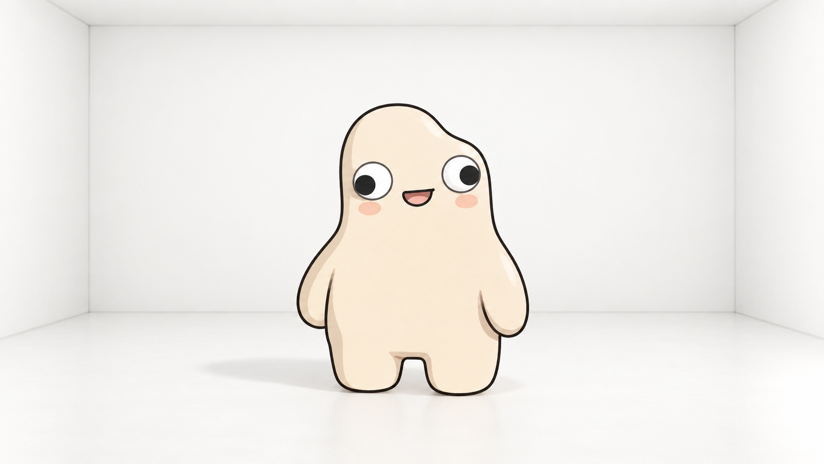 noob, a smiling cream mascot with googly eyes